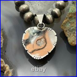 Samson Edsitty Native American Sterling Pink Conch Heart Pendant For Women