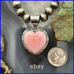 Samson Edsitty Native American Sterling Pink Conch Heart Pendant For Women