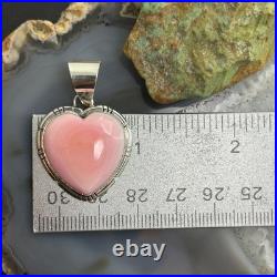 Samson Edsitty Native American Sterling Pink Conch Heart Pendant For Women