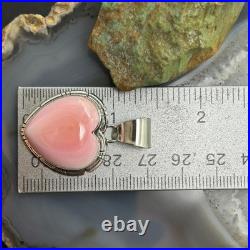 Samson Edsitty Native American Sterling Pink Conch Heart Pendant For Women
