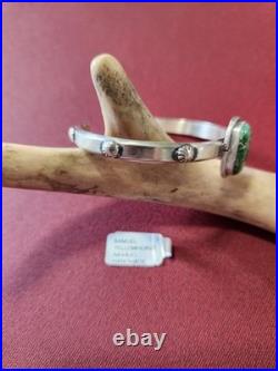 Samuel Yellowhorse Navajo Sterling Silver Green Soran Gold Stone Horse Bracelet