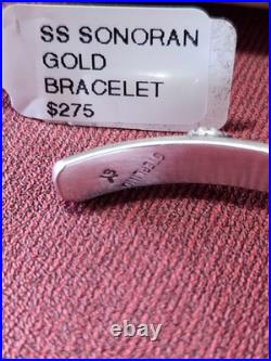 Samuel Yellowhorse Navajo Sterling Silver Green Soran Gold Stone Horse Bracelet