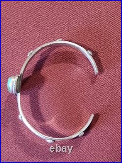 Samuel Yellowhorse Navajo Sterling Silver Green Soran Gold Stone Horse Bracelet