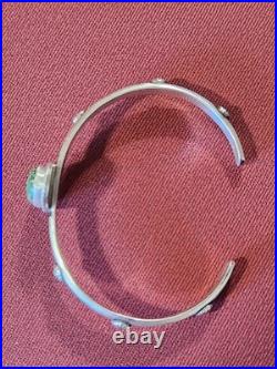 Samuel Yellowhorse Navajo Sterling Silver Green Soran Gold Stone Horse Bracelet