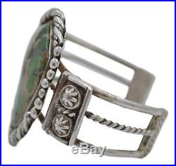 Signed Handmade Navajo Old Pawn Roystan Turquoise Sterling Silver Cuff Bracelet