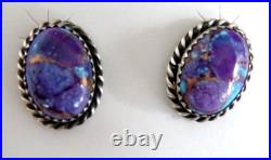 Signed NWT Navajo Freda Martinez Purple Mojave Earrings 925 Sterling Silver