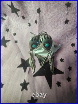 Signed Sterling Silver Navajo Turquoise Bearpaw Necklace Earrings