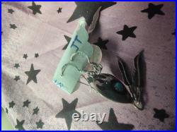 Signed Sterling Silver Navajo Turquoise Bearpaw Necklace Earrings