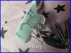 Signed Sterling Silver Navajo Turquoise Bearpaw Necklace Earrings