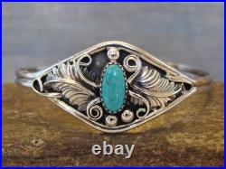 Small Native American Sterling Silver & Turquoise Feather Bracelet Yazzie