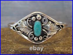 Small Native American Sterling Silver & Turquoise Feather Bracelet Yazzie