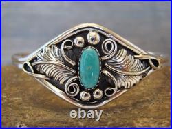 Small Native American Sterling Silver & Turquoise Feather Bracelet Yazzie
