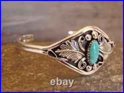Small Native American Sterling Silver & Turquoise Feather Bracelet Yazzie