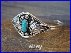Small Native American Sterling Silver & Turquoise Feather Bracelet Yazzie
