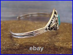Small Native American Sterling Silver & Turquoise Feather Bracelet Yazzie