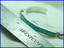 Small Sterling Silver Cortez Old Pawn Native American Turquoise Bangle Bracelet