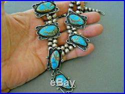 Southwestern Native American Indian Turquoise Sterling Silver Bead Necklace