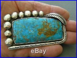 Southwestern Native American Indian Turquoise Sterling Silver Belt Buckle Signed