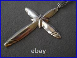 Southwestern Native American Navajo Sterling Silver Etched Cross Link Necklace