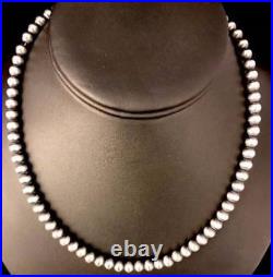 Southwestern Navajo Pearls 4mm Sterling Silver Bead Necklace 16 32 00302