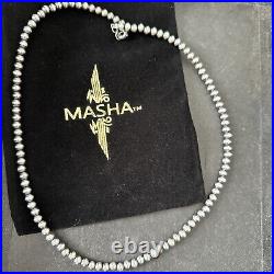 Southwestern Navajo Pearls 5mm Sterling Silver Bead Necklace 16-32 S429