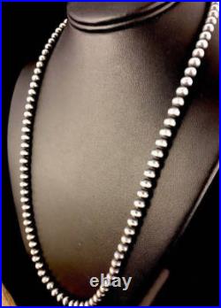 Southwestern Navajo Pearls 7mm Sterling Silver Bead Necklace 16-32 10036