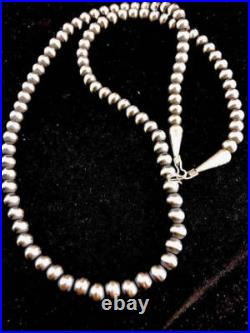Southwestern Navajo Pearls 7mm Sterling Silver Bead Necklace 16-32 10036