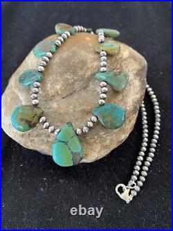 Southwestern Navajo Pearls Sterling Silver Royston Turquoise 20 Necklace 00484