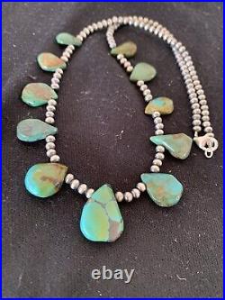 Southwestern Navajo Pearls Sterling Silver Royston Turquoise 20 Necklace 00484