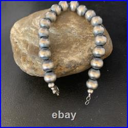 Southwestern Silver Pearls 10mm Beads 9 Sterling Silver Bracelet 91009