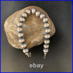 Southwestern Silver Pearls 10mm Beads 9 Sterling Silver Bracelet 91009
