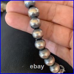 Southwestern Silver Pearls 10mm Beads 9 Sterling Silver Bracelet 91009