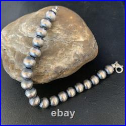 Southwestern Silver Pearls 10mm Beads 9 Sterling Silver Bracelet 91009