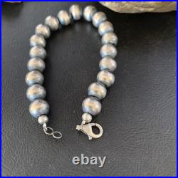 Southwestern Silver Pearls 10mm Beads 9 Sterling Silver Bracelet 91009
