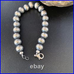 Southwestern Silver Pearls 10mm Beads 9 Sterling Silver Bracelet 91009