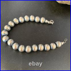 Southwestern Silver Pearls 10mm Beads 9 Sterling Silver Bracelet 91009