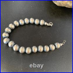 Southwestern Silver Pearls 10mm Beads 9 Sterling Silver Bracelet 91009