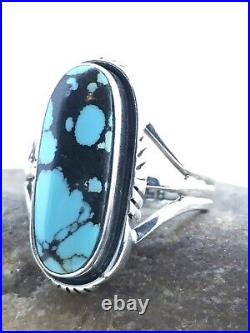 Southwestern Spiderweb Turquoise Navajo Sterling Silver Ring Sz 9.5 4865