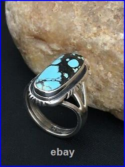 Southwestern Spiderweb Turquoise Navajo Sterling Silver Ring Sz 9.5 4865