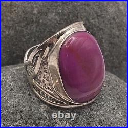 Southwestern Sterling Silver Purple Mojave Turquoise Bypass Ring Adjustable