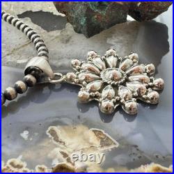 Southwestern Style Sterling Silver Decorated Cluster Floral Pendant For Women