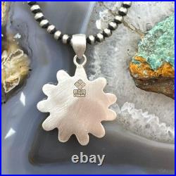 Southwestern Style Sterling Silver Decorated Cluster Floral Pendant For Women