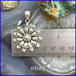 Southwestern Style Sterling Silver Decorated Cluster Floral Pendant For Women