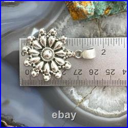 Southwestern Style Sterling Silver Decorated Cluster Floral Pendant For Women