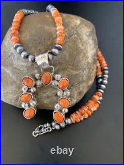 Spiny Oyster Naja Pendant Navajo Pearls Sterling Silver Necklace 12091
