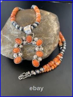 Spiny Oyster Naja Pendant Navajo Pearls Sterling Silver Necklace 12091