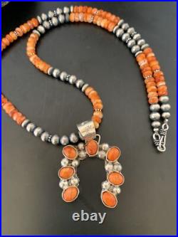 Spiny Oyster Naja Pendant Navajo Pearls Sterling Silver Necklace 12091