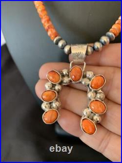 Spiny Oyster Naja Pendant Navajo Pearls Sterling Silver Necklace 12091