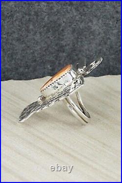 Spiny Oyster & Sterling Silver Ring Delbert Arviso Size 9