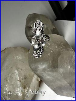 Squash Blossom ring Navajo long size 7.50 sterling silver women Harry Jake